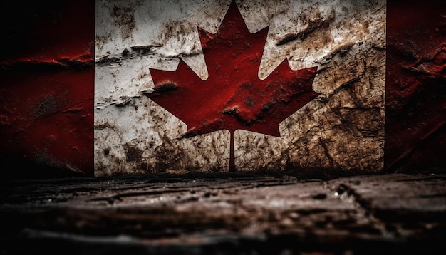 Bezpłatne zdjęcie kanadyjski patriotyzm wybarwiony na starej sztucznej inteligencji z drzewa klonowego