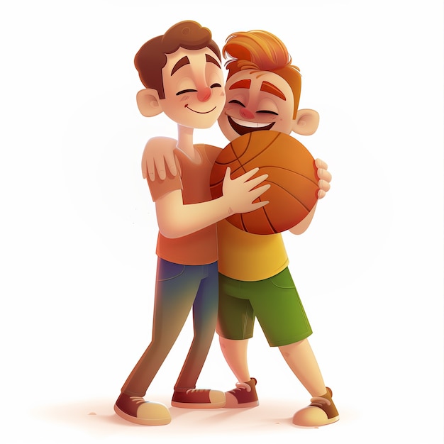 Bezpłatne zdjęcie karikatura o przyjaźni chłopców