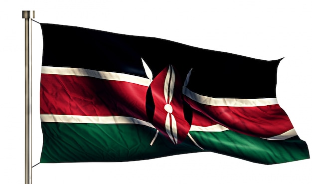 Kenia Flaga Narodowa Pojedyncze 3D Białe Tło