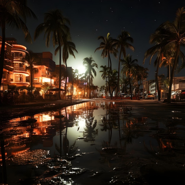 Bezpłatne zdjęcie kinematograficzna nocna skyline florida city