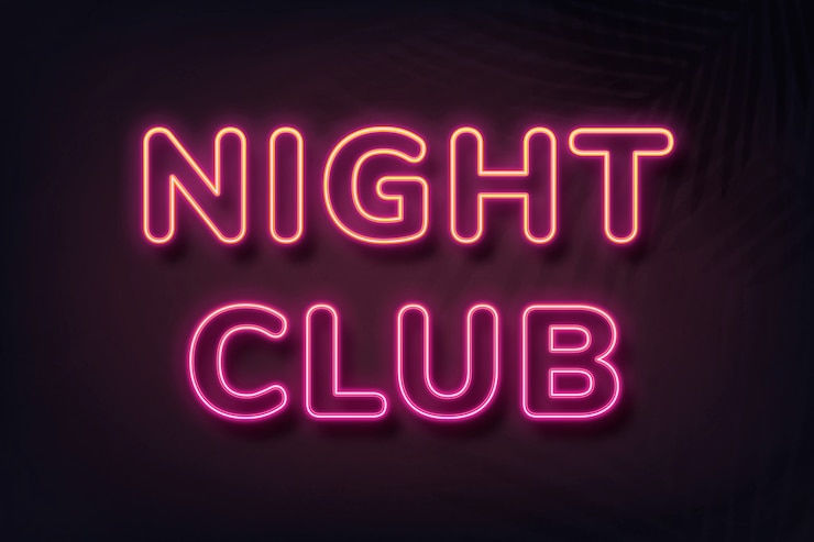 Bezpłatny plik Zdjęcie klub nocny w stylu neonowym typografii na czarnym tle