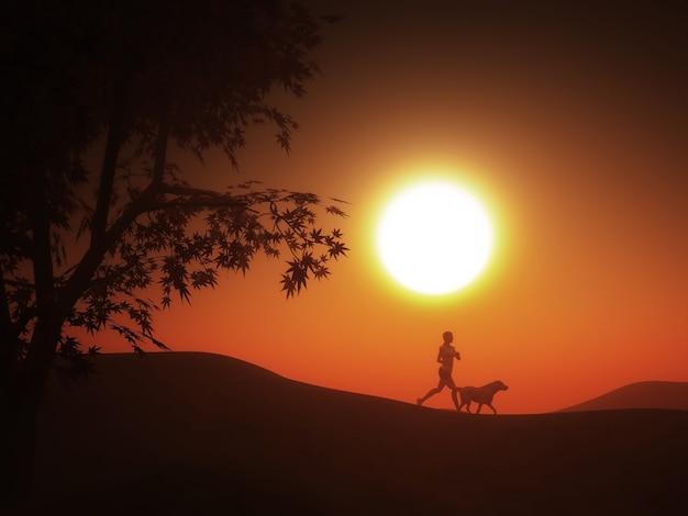 Bezpłatne zdjęcie kobieta robi sportu o zachodzie słońca