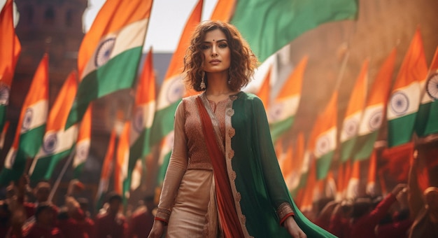 Bezpłatne zdjęcie kobieta świętująca indyjski dzień republiki