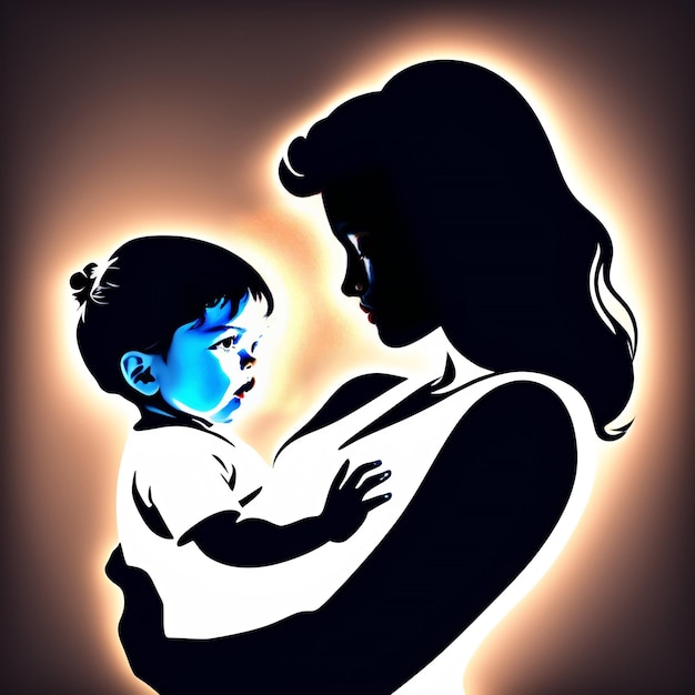 Bezpłatne zdjęcie kobieta trzyma dziecko z niebieską twarzą.