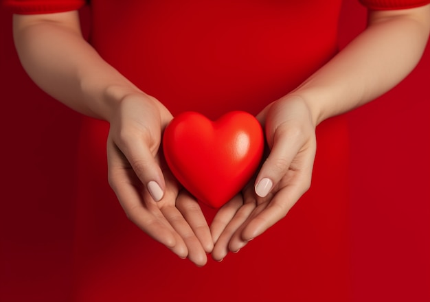 Bezpłatne zdjęcie kobieta trzyma obiekt w kształcie serca