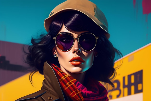 Bezpłatne zdjęcie kobieta z okularami przeciwsłonecznymi i kapeluszem