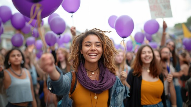 Kobiety protestujące o prawa w Dzień Kobiet