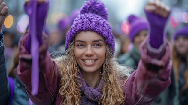 Kobiety protestujące o prawa w Dzień Kobiet