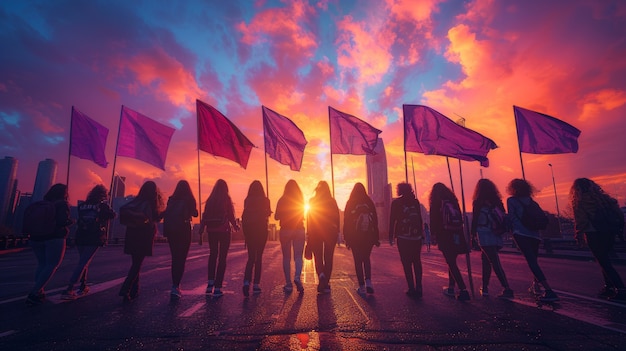 Kobiety Protestujące O Prawa W Dzień Kobiet