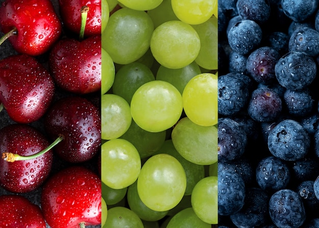 Bezpłatne zdjęcie kolaż tekstur owoców