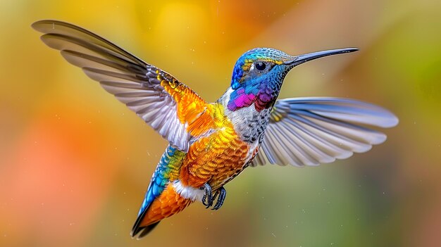 Kolibri o żywych kolorach w przyrodzie