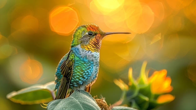 Bezpłatne zdjęcie kolibri o żywych kolorach w środowisku naturalnym