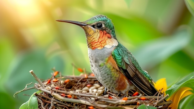 Kolibri o żywych kolorach w środowisku naturalnym