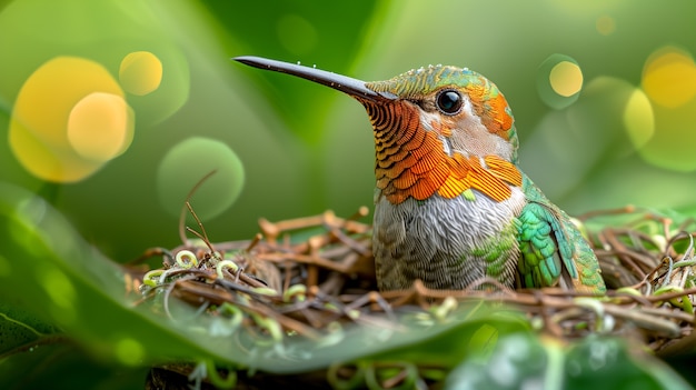 Kolibri o żywych kolorach w środowisku naturalnym