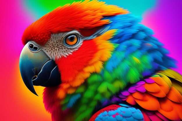 Kolorowa papuga z napisem papuga