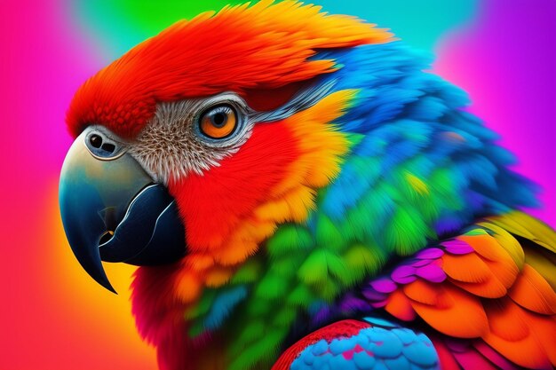Kolorowa papuga z napisem papuga