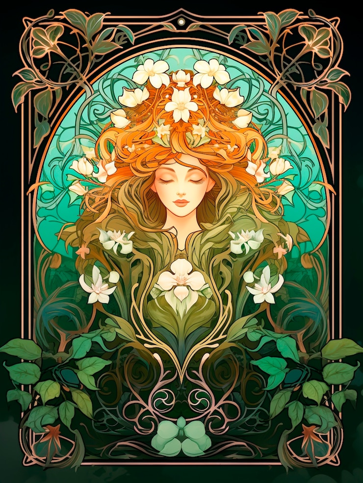 Bezpłatny plik Zdjęcie kolorowa scena z inspiracją art nouveau