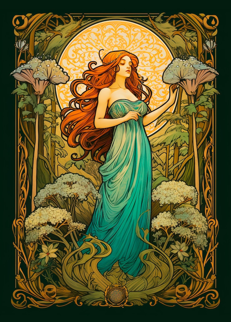Bezpłatny plik Zdjęcie kolorowa scena z inspiracją art nouveau