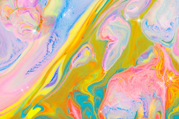 Bezpłatne zdjęcie kolorowe marmurowe tło wirowe ręcznie robione abstrakcyjne tekstury płynące sztuka eksperymentalna
