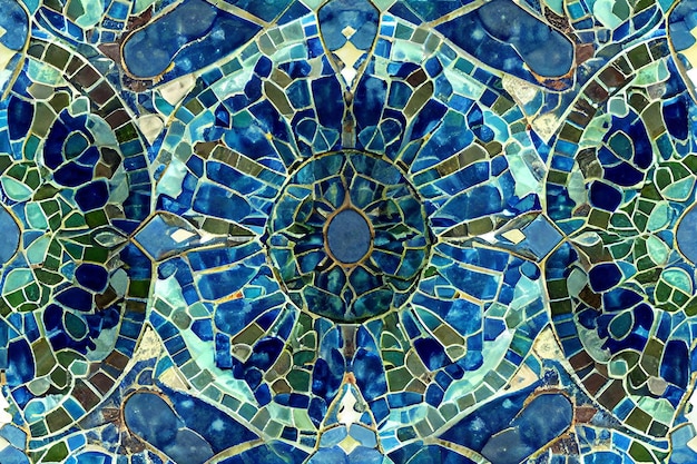 Kolorowe mozaikowe tło z geometrycznymi płytkami w kształcie generatywnej sztucznej inteligencji