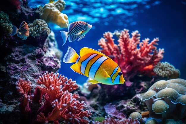 Kolorowe ryby pływające pod wodą