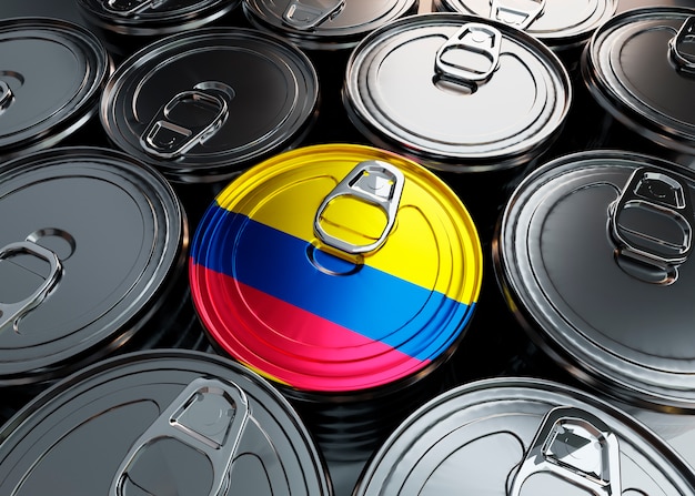 Bezpłatne zdjęcie kolumbijska flaga na puszce z jedzeniem