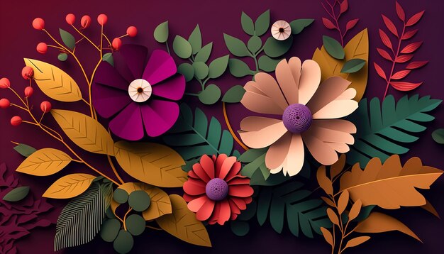 Kompozycja kwiatowa w modnych kolorach Viva Magenta Generative AI