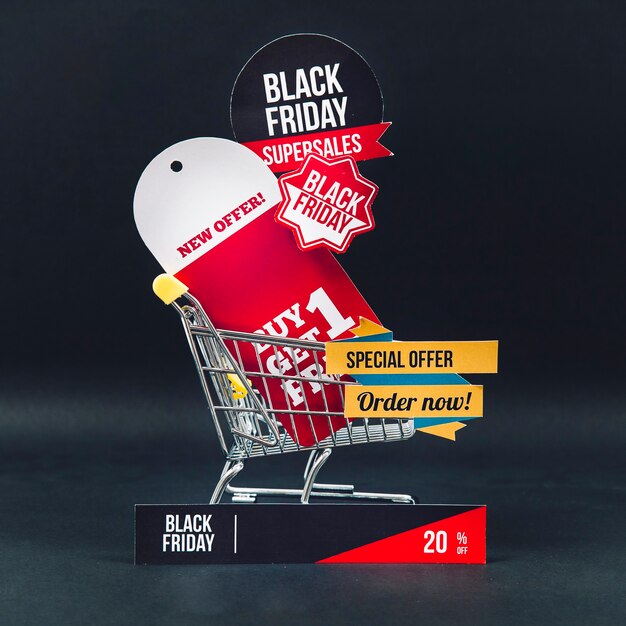 Kompozycja zniżki Black Friday z koszykiem