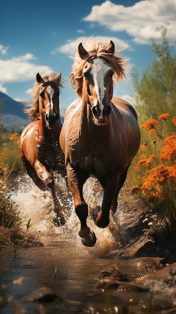 Koń w naturze generuje obraz