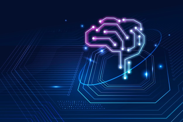 Koncepcja cyfrowej transformacji mózgu w tle technologii AI