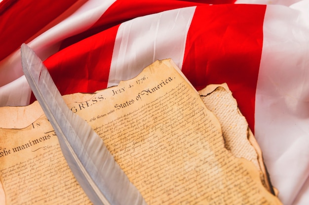 Koncepcja Dzień Niepodległości Usa Z Pióro Na Deklaracji