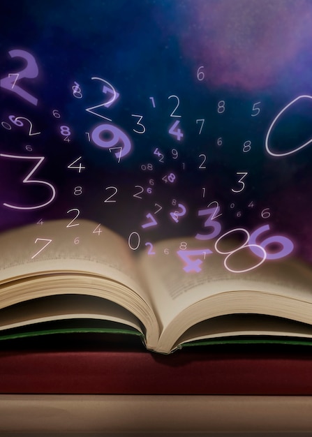 Bezpłatne zdjęcie koncepcja numerologii z książką