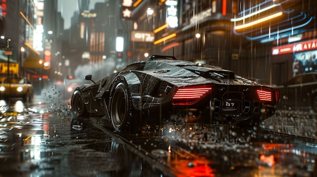 Koncepcyjny samochód Batmobile z neonowymi światłami