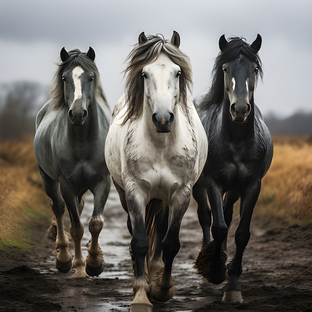 Konie w naturze generują obraz