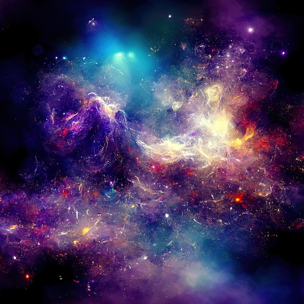 Kosmiczne tło z gwiezdnym pyłem i świecącymi gwiazdami Realistyczny kolorowy kosmos z mgławicą i drogą mleczną