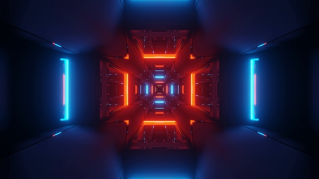 Kosmiczne tło z kolorowymi czerwonymi i niebieskimi światłami laserowymi - idealne na tapetę cyfrową