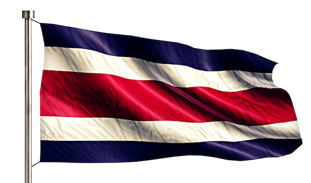 Kostaryka National Flag Izolowane 3D Białe Tło