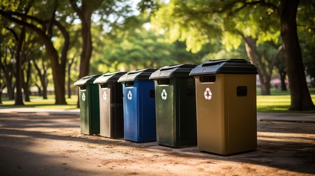 Kosze do recyklingu w parku przyczyniają się do ochrony Ziemi