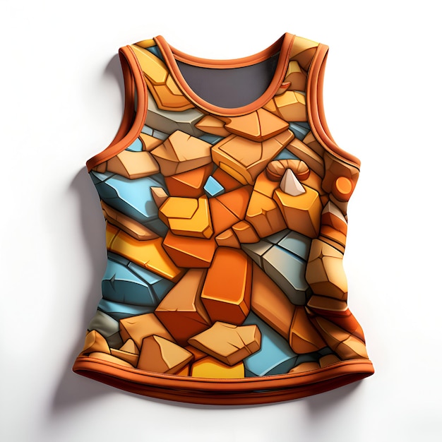 Bezpłatne zdjęcie koszulka wykonana z kolorowych kamieni na białym tle 3d rendering