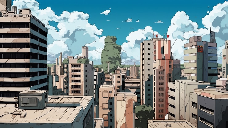 Bezpłatny plik Zdjęcie krajobraz miejski inspirowany anime