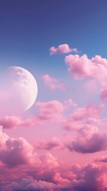 Krajobraz nieba w stylu sztuki cyfrowej z księżycem