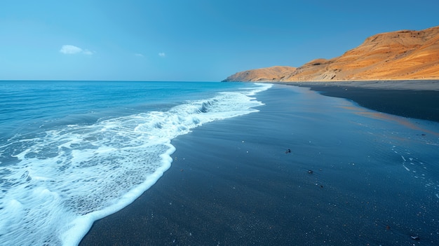 Bezpłatne zdjęcie krajobraz przyrody z czarnym piaskiem na plaży