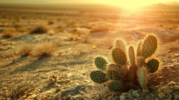 Bezpłatne zdjęcie krajobraz pustynny z gatunkami kaktusów i roślin