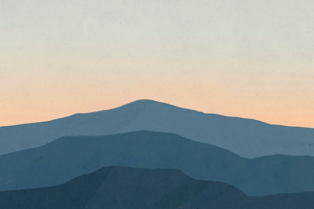 Krajobrazowe tło gór z ilustracją zachodu słońca