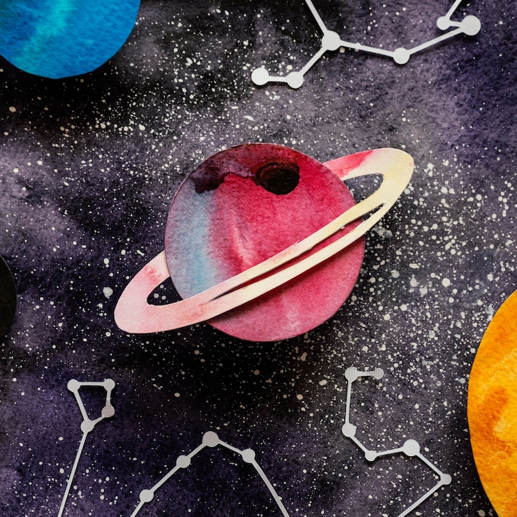 Bezpłatny plik Zdjęcie kreatywna kompozycja planet papierowych