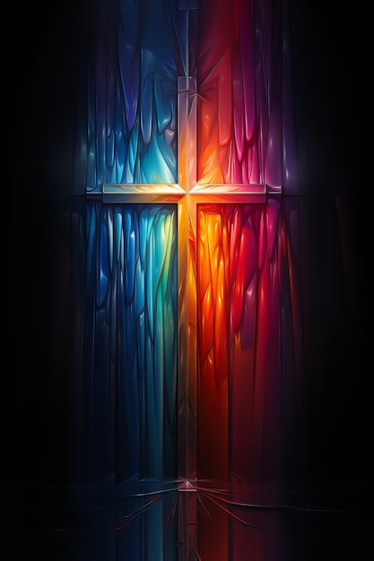 Bezpłatne zdjęcie krzyż 3d z jasnymi światłami