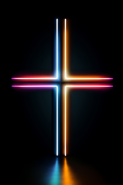 Krzyż 3D z neonowymi światłami