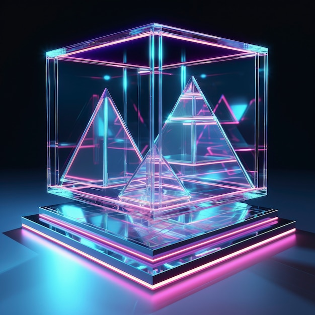Bezpłatne zdjęcie kształt 3d świecący jasnymi kolorami holograficznymi