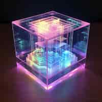 Bezpłatne zdjęcie kształt 3d świecący jasnymi kolorami holograficznymi