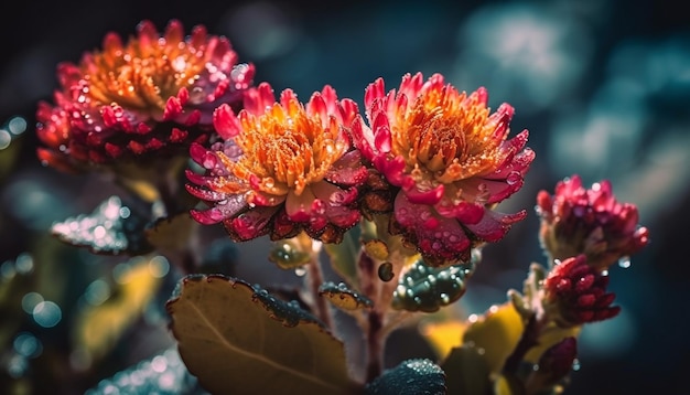 Bezpłatne zdjęcie kwitną wielobarwne kwiaty, przynosząc organiczną jasność generowaną przez sztuczną inteligencję